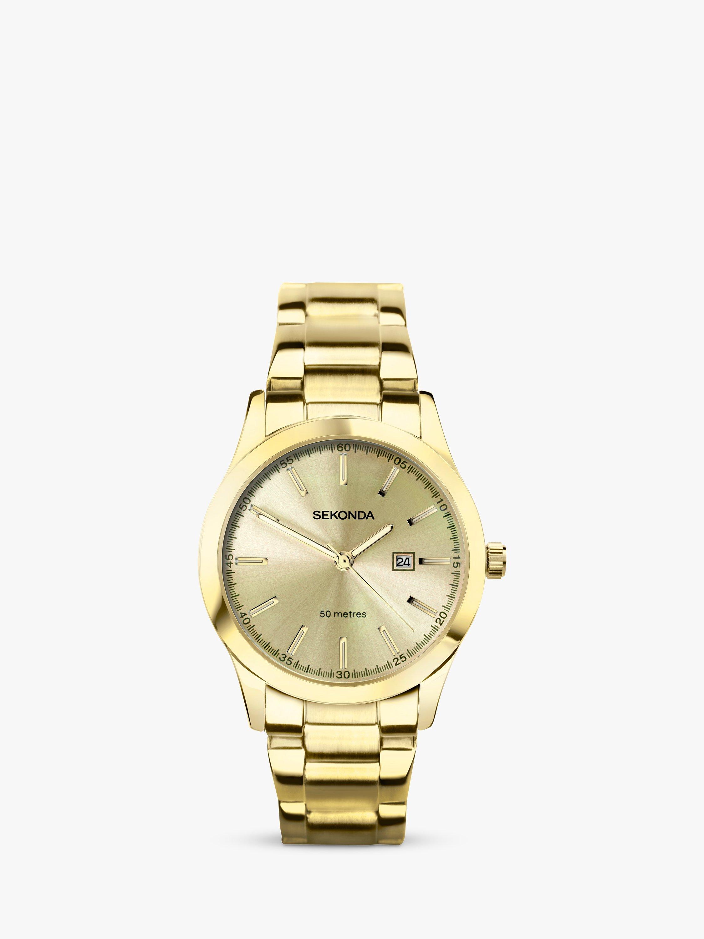 Product image 1 of 6, which shows Sekonda 40428 Women's Taylor Date Bracelet Strap Watch, Gold/Champagne