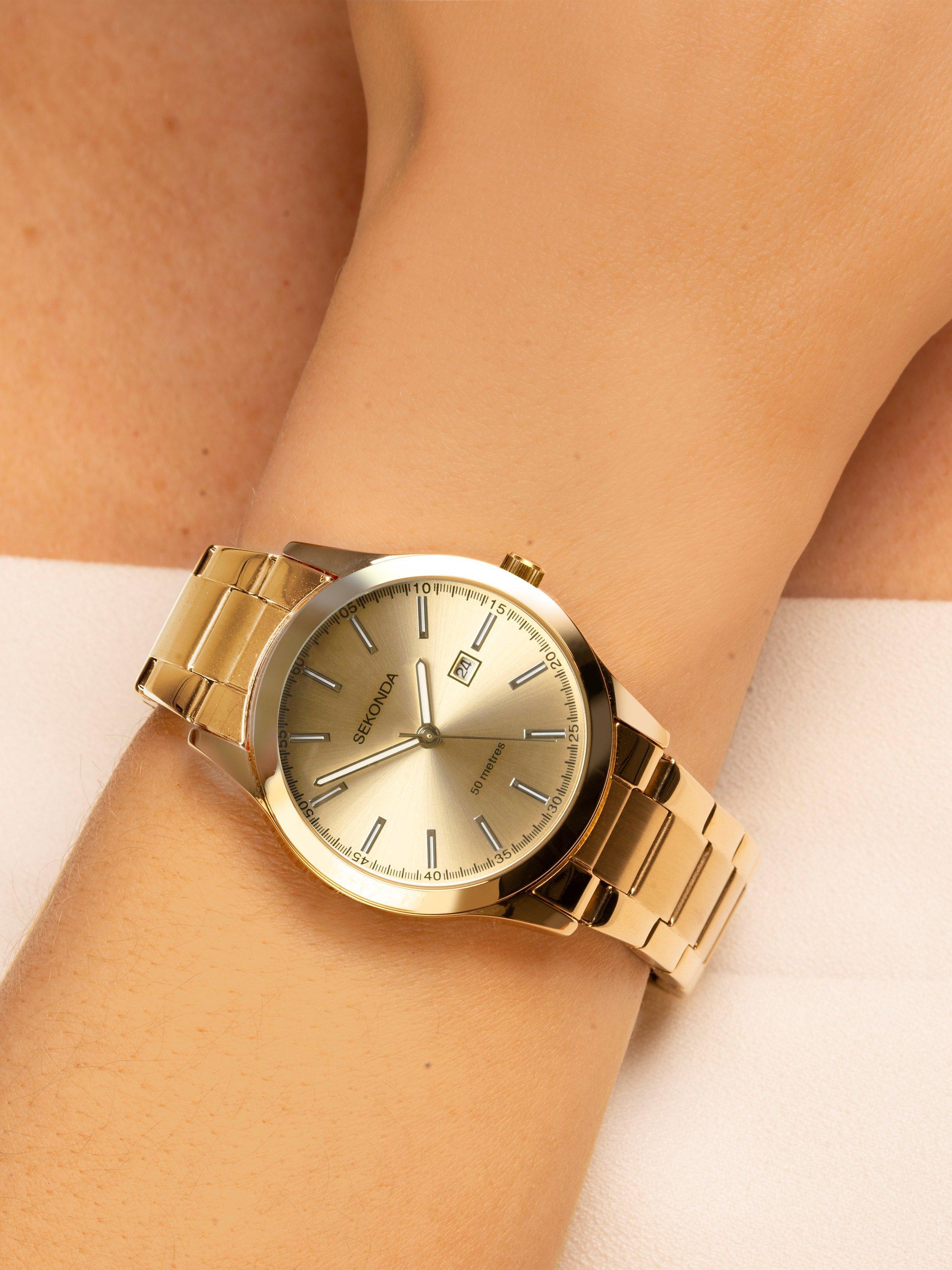 Product image 6 of 6, which shows Sekonda 40428 Women's Taylor Date Bracelet Strap Watch, Gold/Champagne