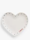 John Lewis Flora Heart Shaped Fine China Plate, 16cm, White