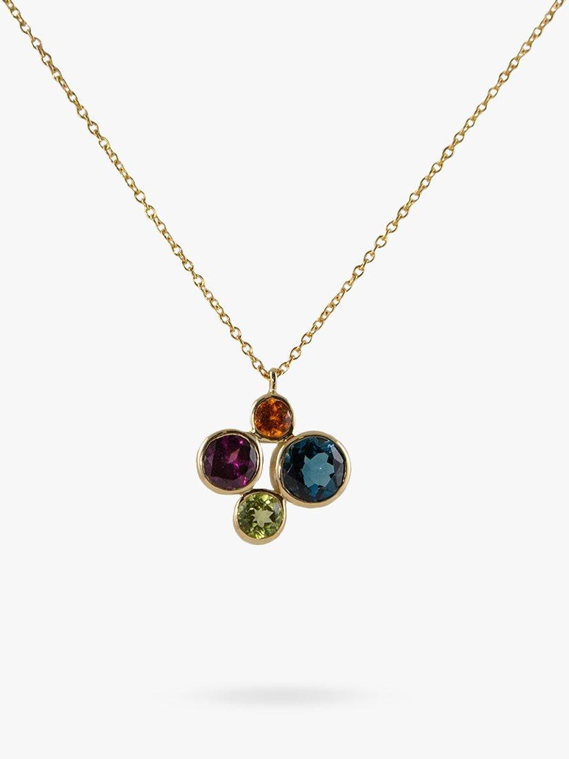 Product image 1 of 4, which shows E.W Adams Four Stone Pendant Necklace, Gold