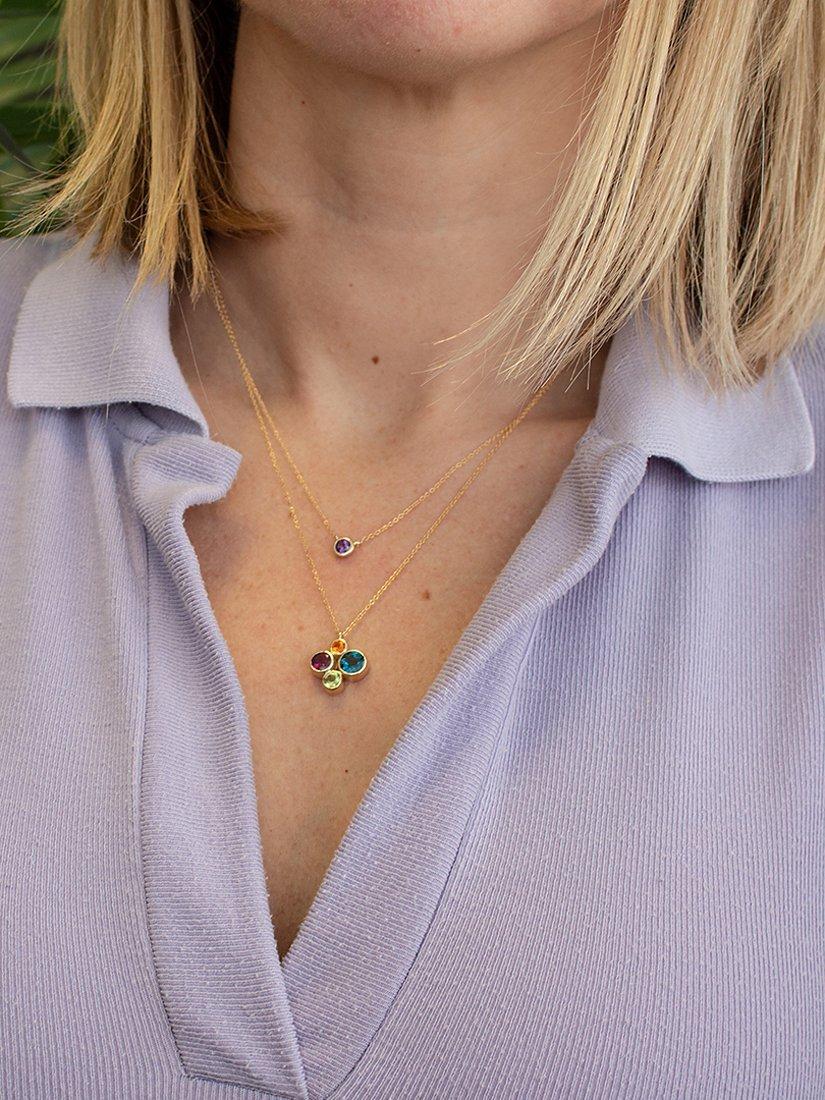 Product image 2 of 4, which shows E.W Adams Four Stone Pendant Necklace, Gold