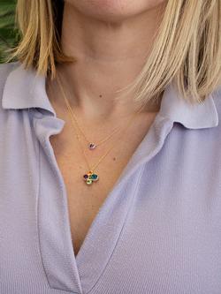 E.W Adams Four Stone Pendant Necklace, Gold - view 2, Gold