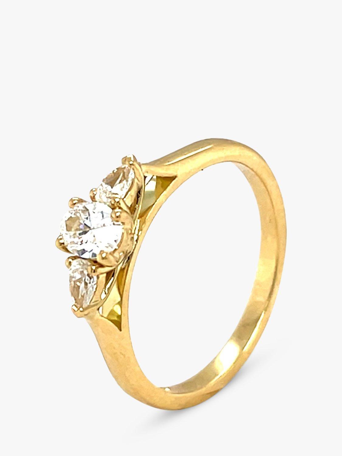 Product image 1 of 5, which shows E.W Adams 18ct Yellow Gold 3 Stone Diamond Ring, N