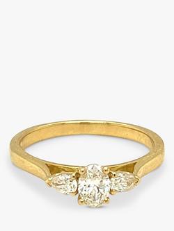 E.W Adams 18ct Yellow Gold 3 Stone Diamond Ring, N - view 2, Gold