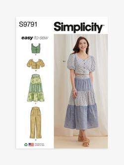 Simplicity Misses' Crop Tops, Skirt and Pants Sewing Pattern, S9791, D5