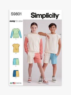 Simplicity Girls' and Boys' Sweatshirt and Shorts Sewing Pattern, S9801, Multi