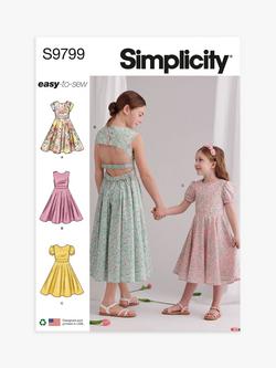 Simplicity Children's and Girls Party Dresses Sewing Pattern, S9799, Multi