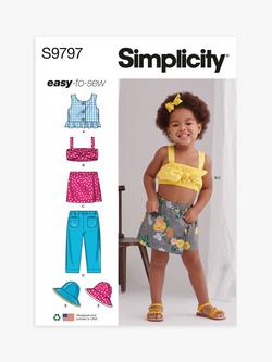 Simplicity Toddlers' Top, Skort, Pants and Hat Sewing Pattern, S9797, Multi