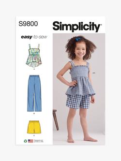 Simplicity Children's Top, Pants and Shorts Sewing Pattern, S9800, Multi