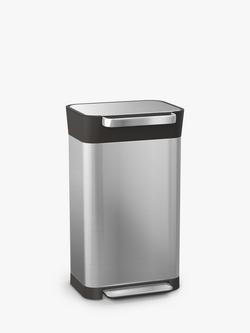 Joseph Joseph Titan 30L Trash Compactor & Fingerprint Proof Pedal Bin, Stainless Steel