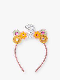 Stych Kids' Birthday Floral Gem Crown Headband, Pink