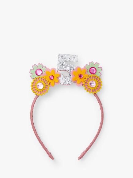 Stych Kids' Birthday Floral Gem Crown Headband, Pink