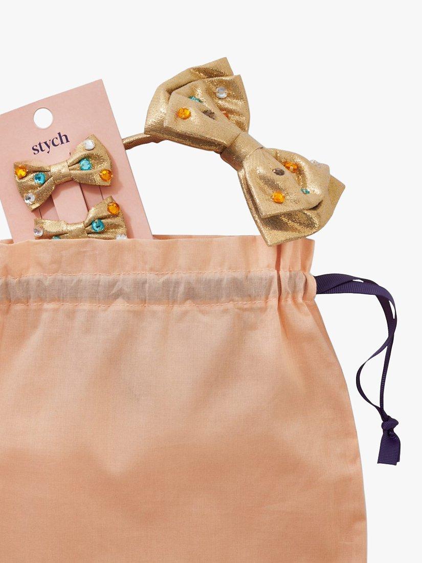 Product image 2 of 4, which shows Stych Kids' Gem Bow Hair Band Set, Gold