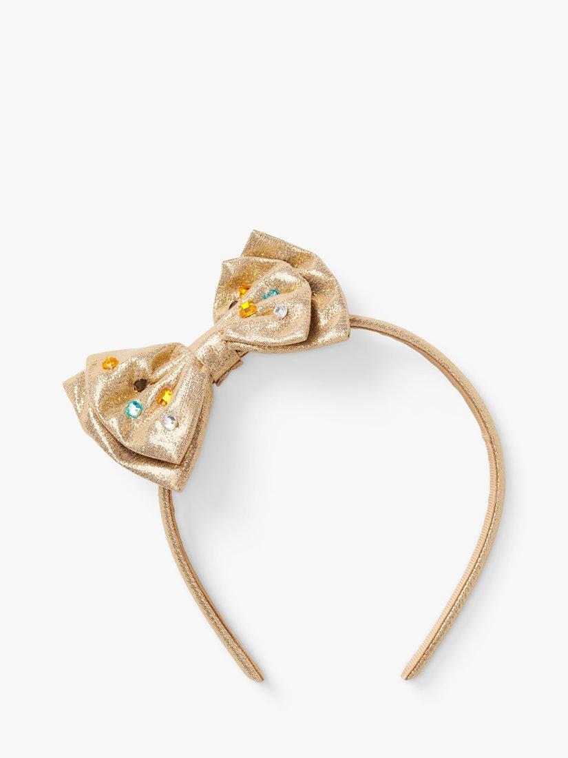 Stych Kids' Gem Bow Hair Band Set, Gold