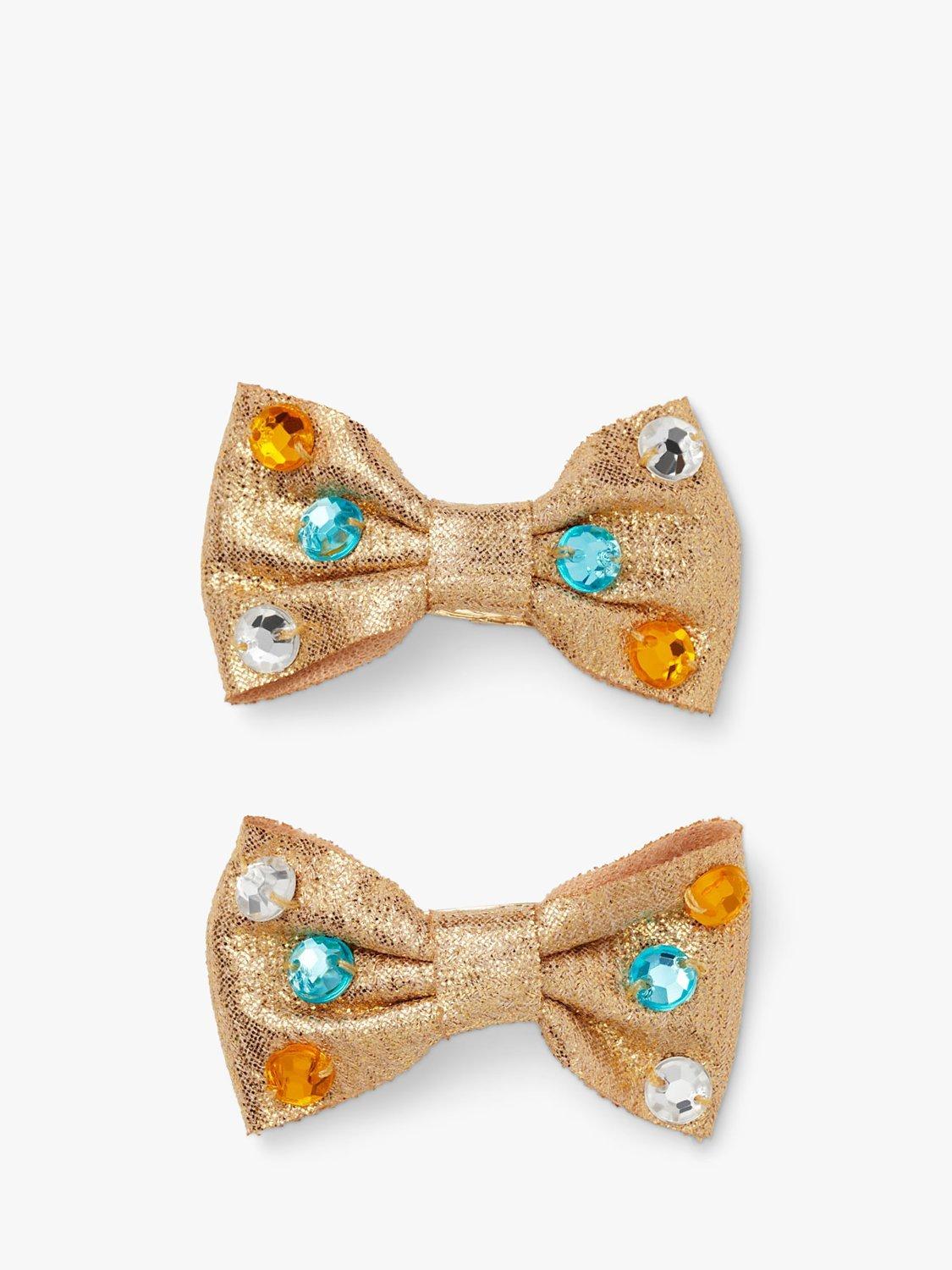 Stych Kids' Gem Bow Hair Band Set, Gold