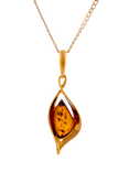 Be-Jewelled Twist Amber Pendant Necklace, Gold/Cognac