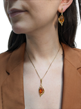 Be-Jewelled Twist Amber Pendant Necklace, Gold/Cognac