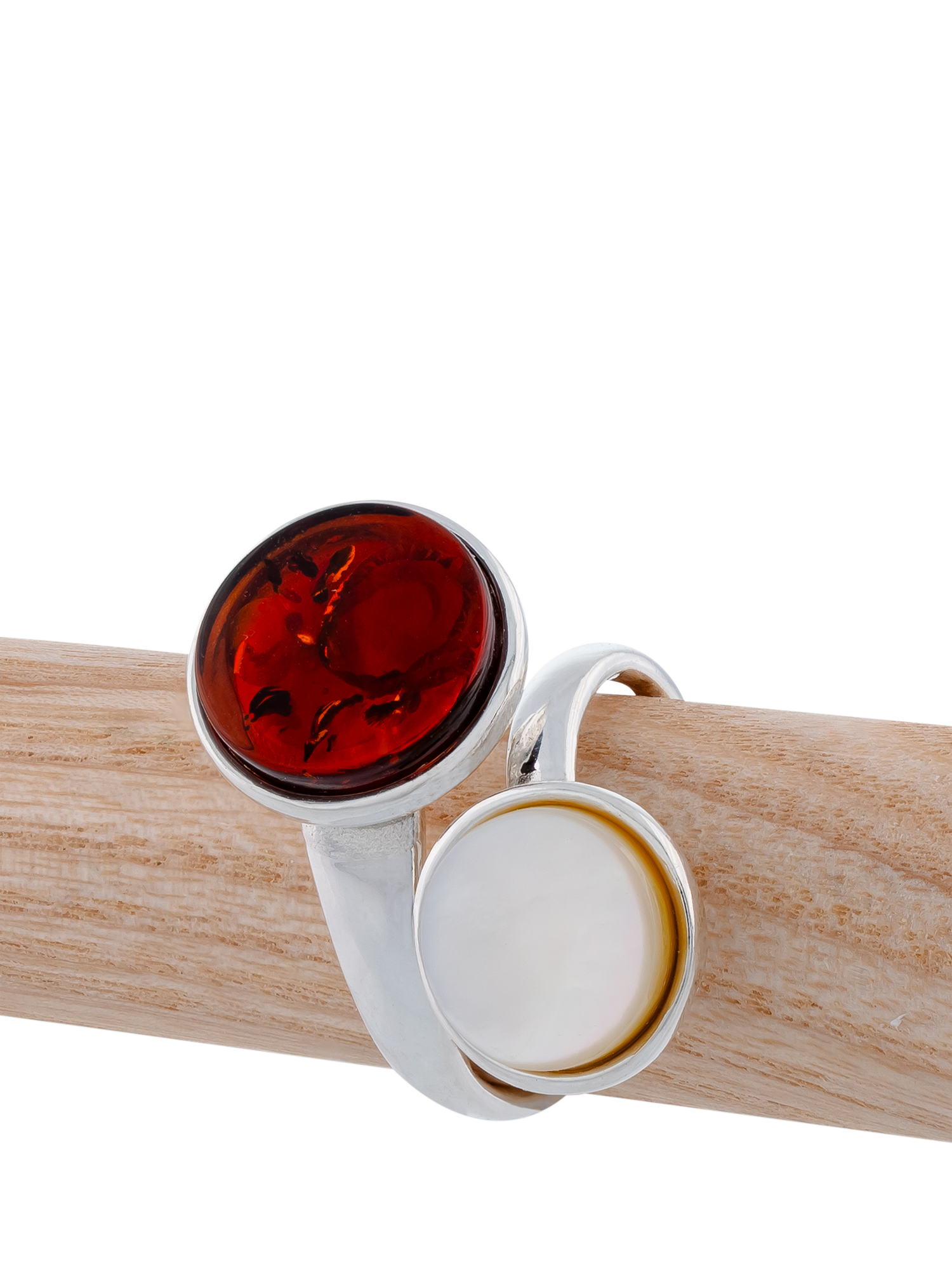 Product image 3 of 4, which shows Be-Jewelled Round Pearl and Amber Ring, Silver/Cognac