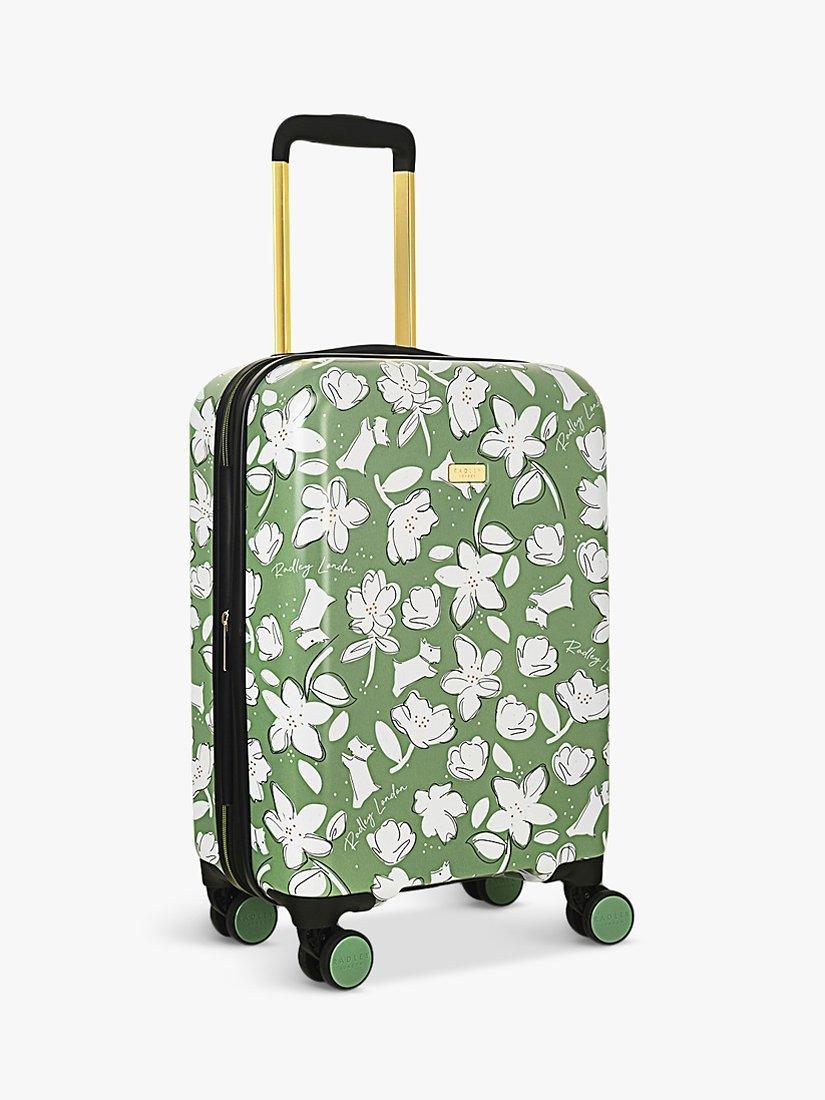 Radley Thrift Floral 4-Wheel 55cm Expandable Cabin Case, Green Fig