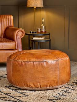 nkuku Nadu Leather Pouffe, Tan - view 2, Tan