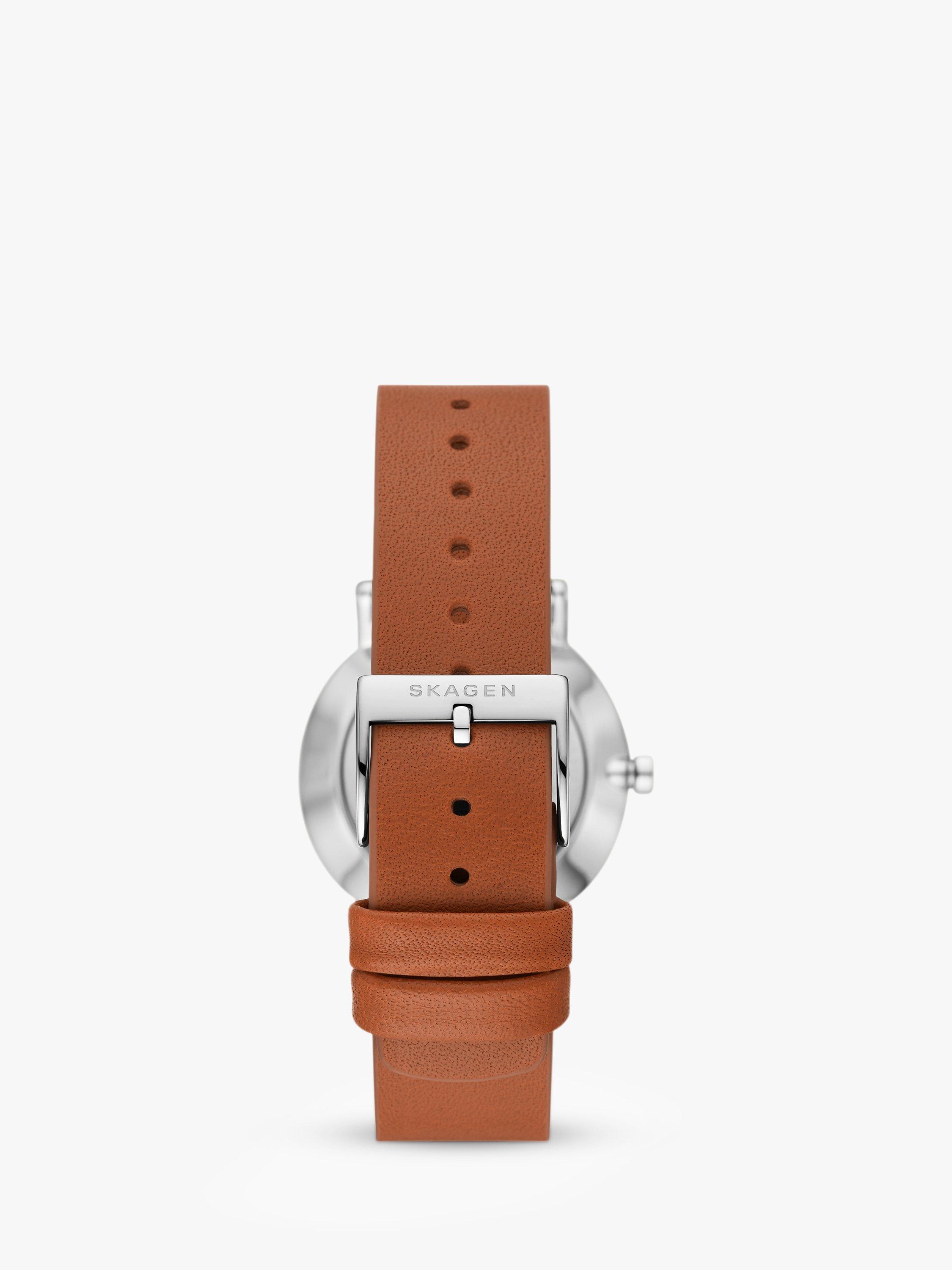 Product image 3 of 6, which shows Skagen SKW3103 Women's Kuppel Lille Leather Strap Watch, Brown