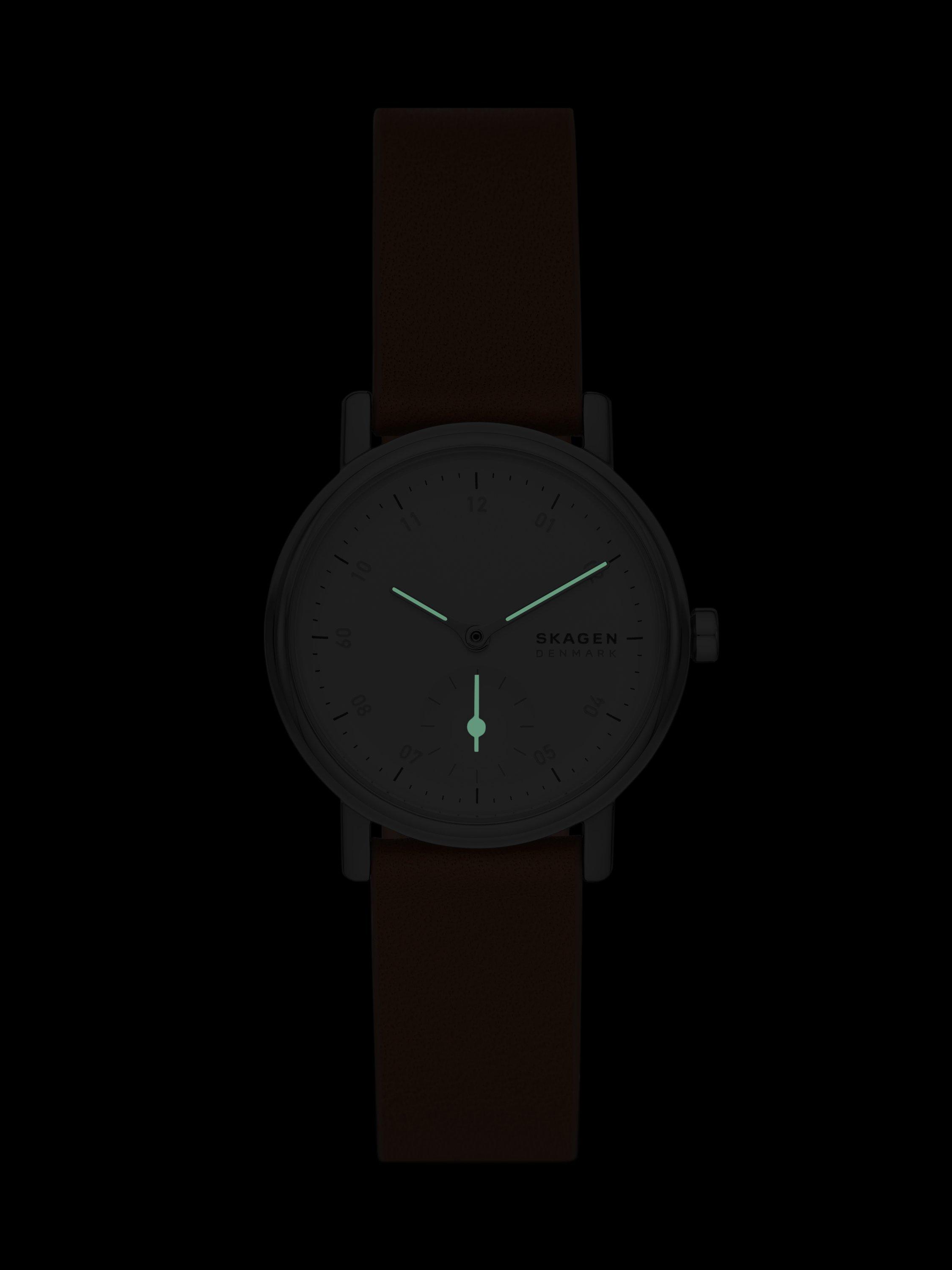 Product image 5 of 6, which shows Skagen SKW3103 Women's Kuppel Lille Leather Strap Watch, Brown