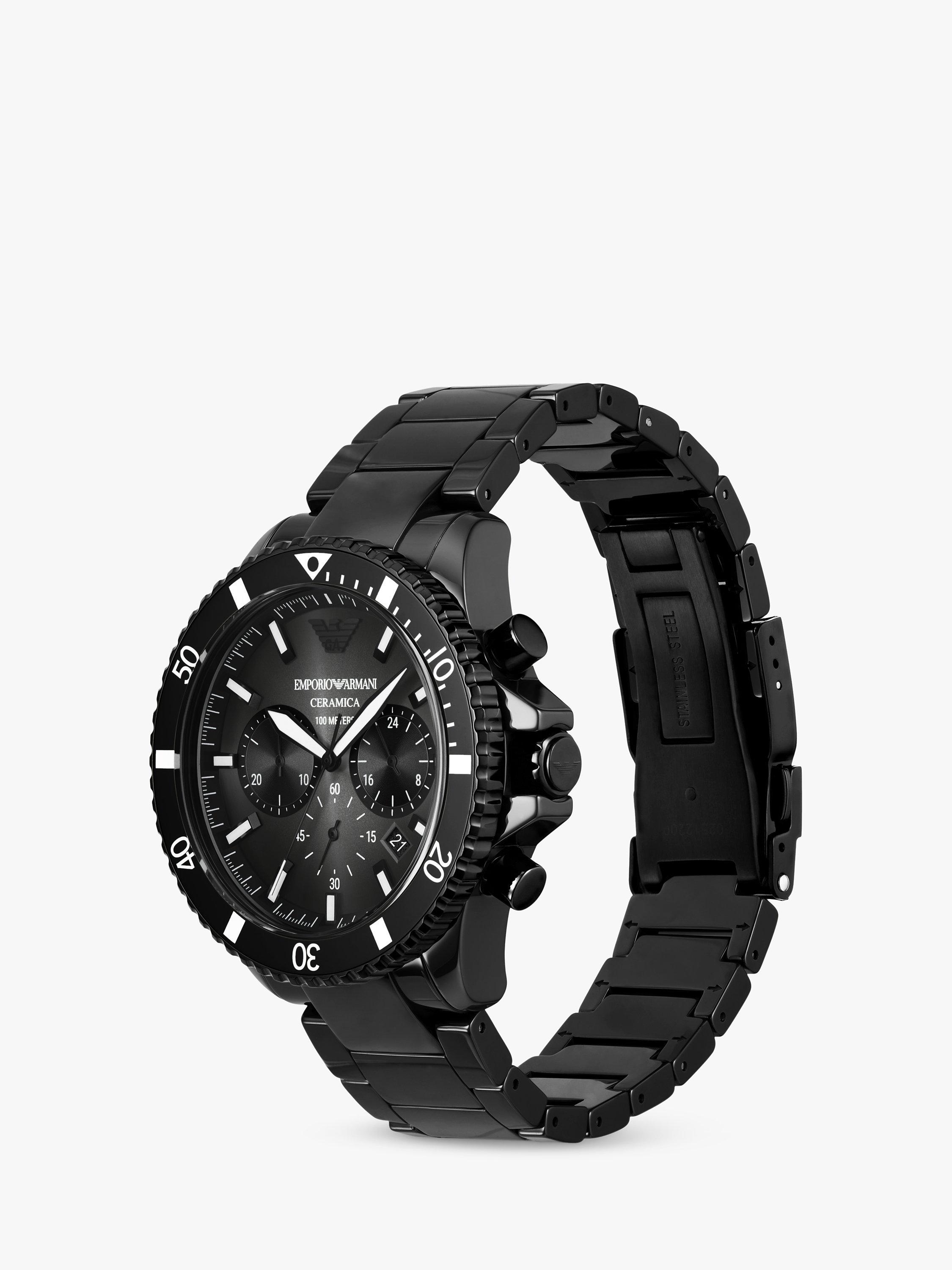 Emporio Armani Men's Chronograph Ceramic Strap Watch, Black