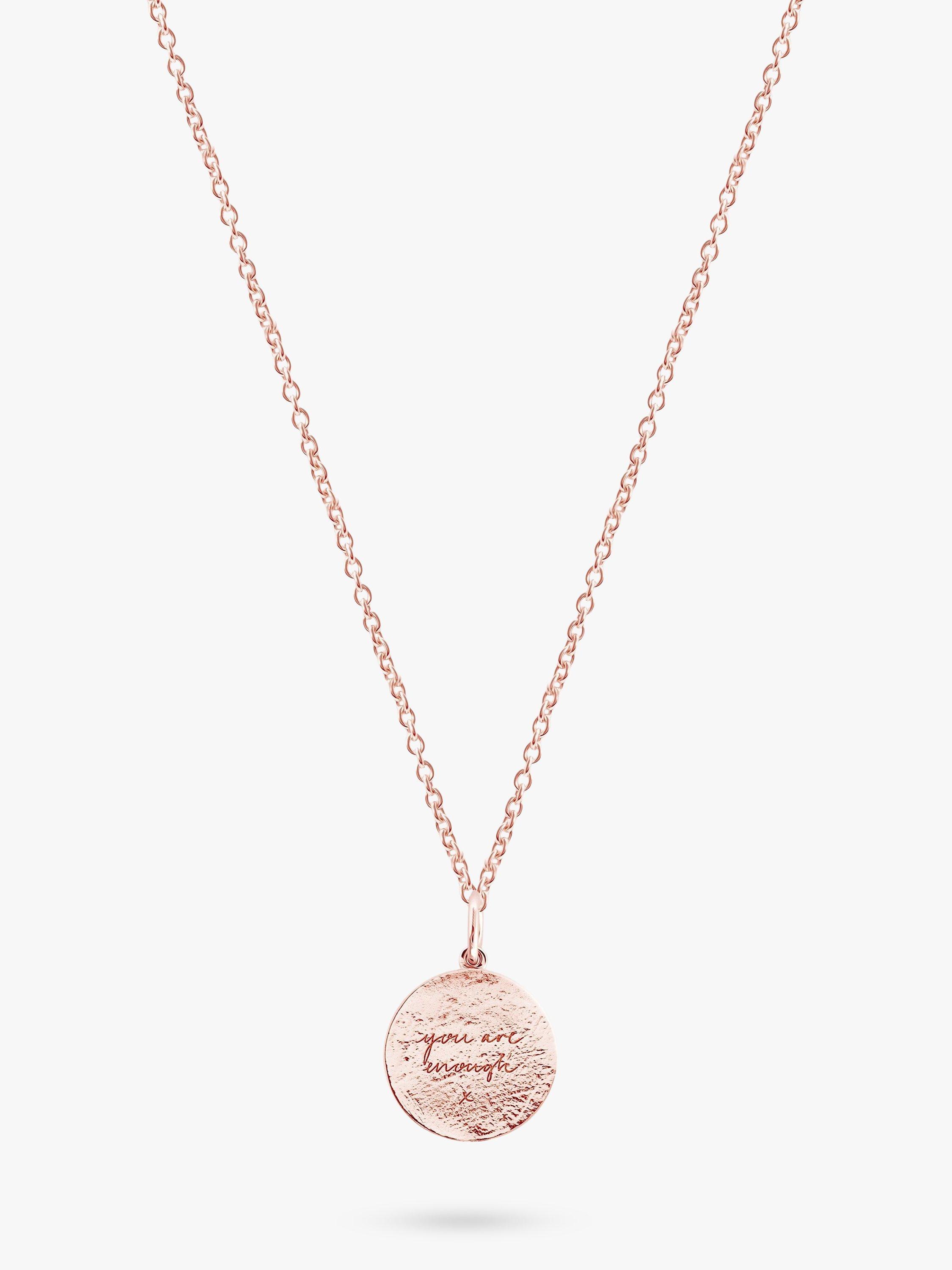 Recognised You Are Enough Textured Popon Pendant Necklace Rose Gold