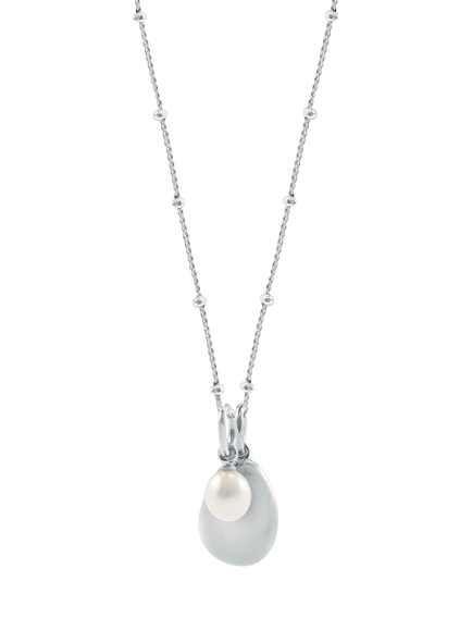 Recognised Pebble Pearl Bobble Chain Necklace, Silver