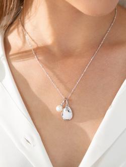 Recognised Pebble Pearl Bobble Chain Necklace - view 2, Silver