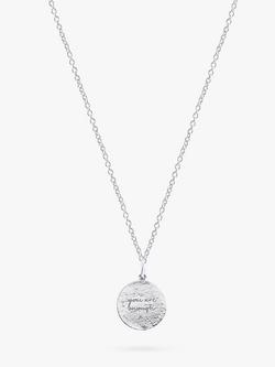 Recognised You Are Enough Textured Popon Pendant Necklace, Silver