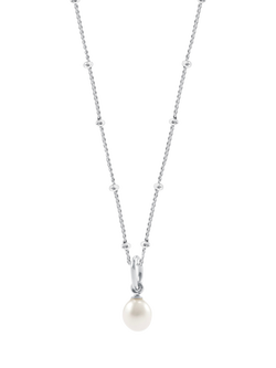Recognised Freedom Pearl Bobble Chain Pendant Necklace, Silver