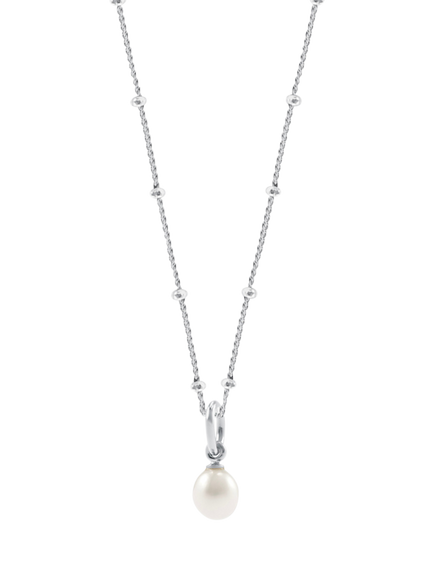 Recognised Freedom Pearl Bobble Chain Pendant Necklace, Silver