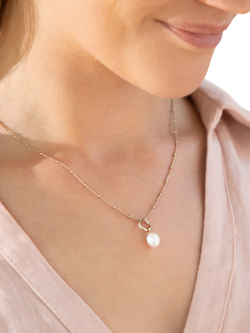 Recognised Freedom Pearl Bobble Chain Pendant Necklace - view 2, Gold