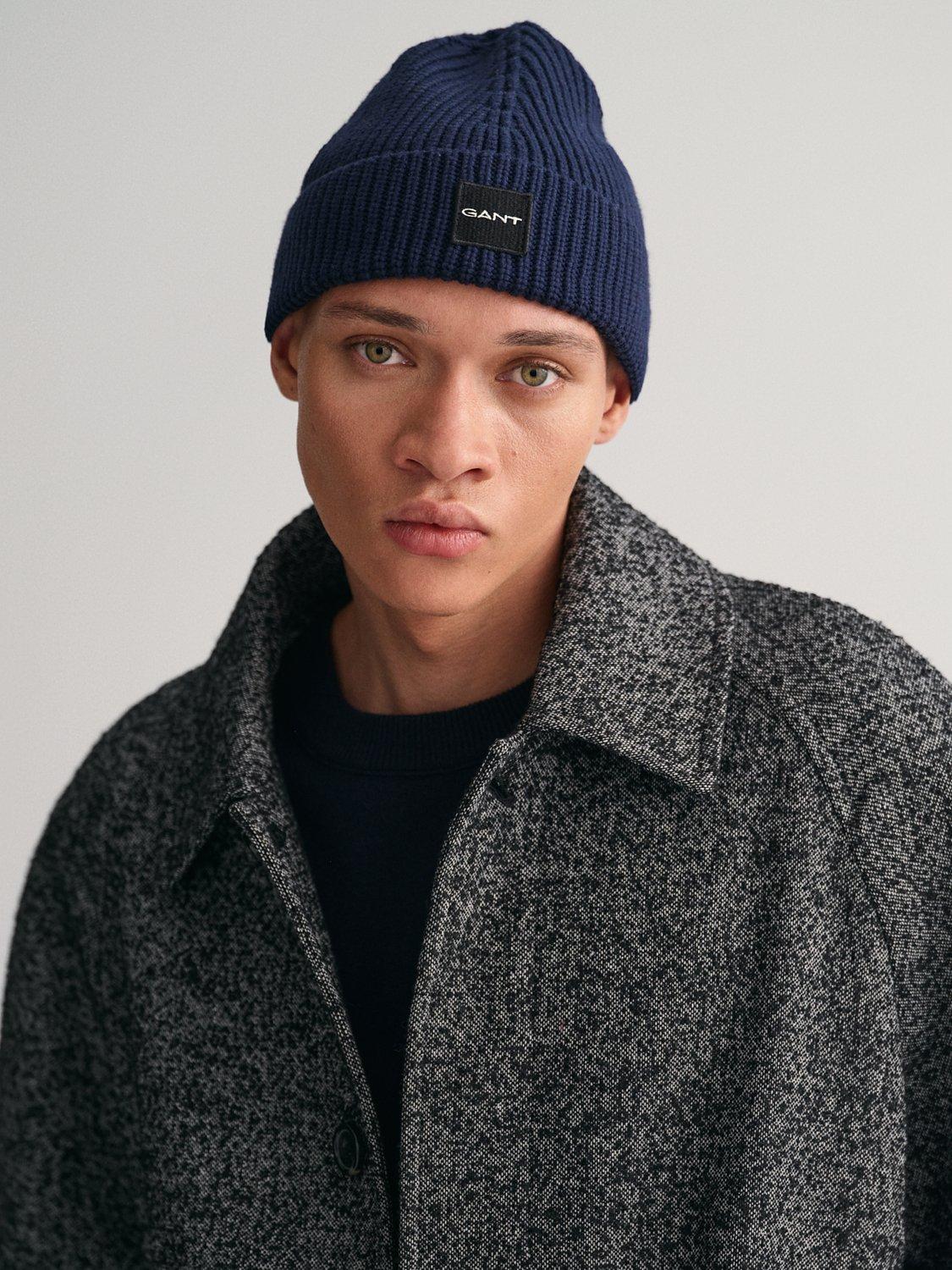 GANT Unisex Rib Knit Beanie Hat, Navy