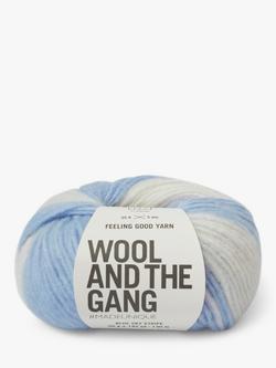 Wool And The Gang Feeling Good Stripe Aran Yarn, 50g, Blue Sky Stripe