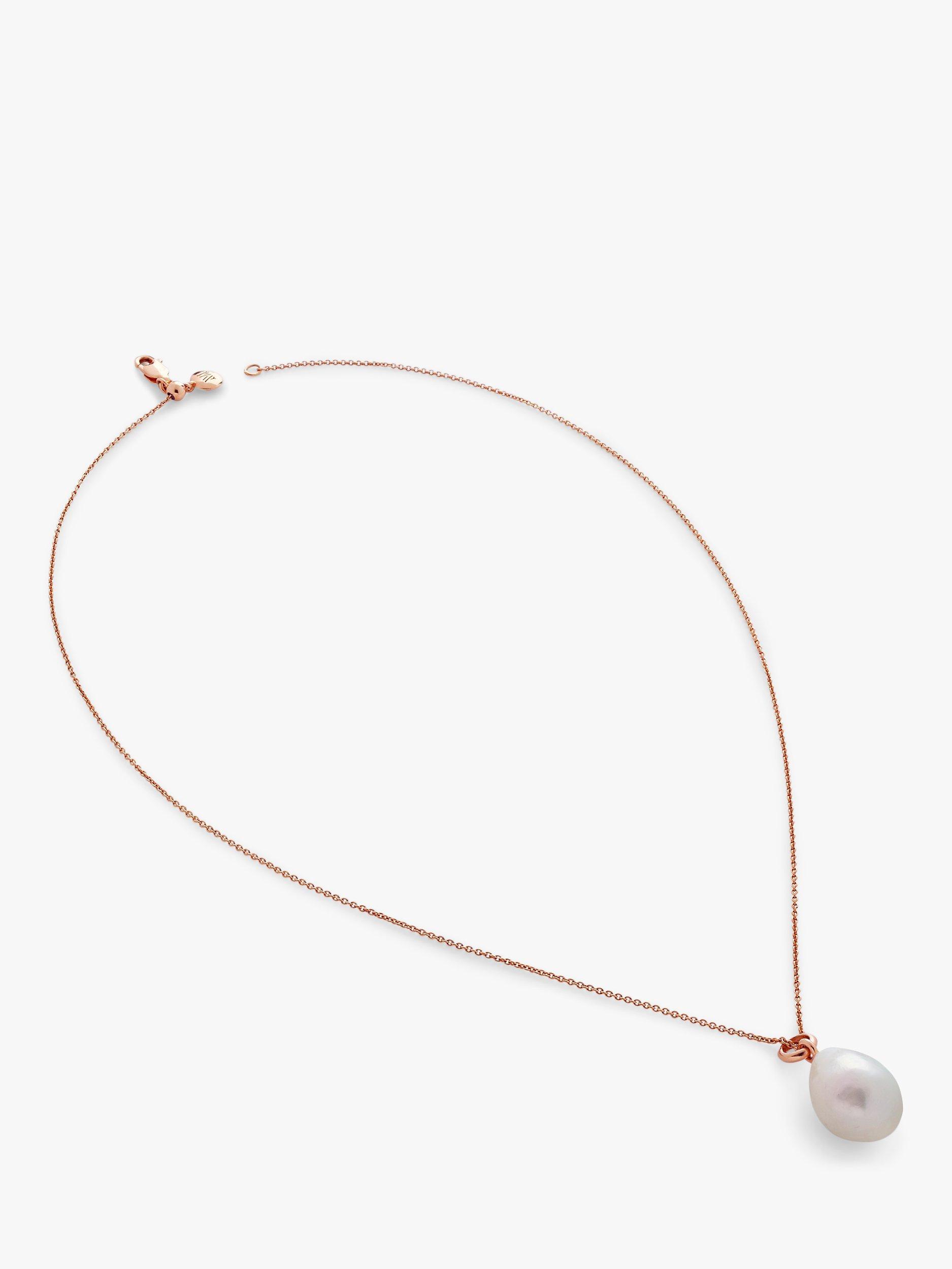 Product image 1 of 4, which shows Monica Vinader Nura Pearl Chain Necklace, Rose Gold