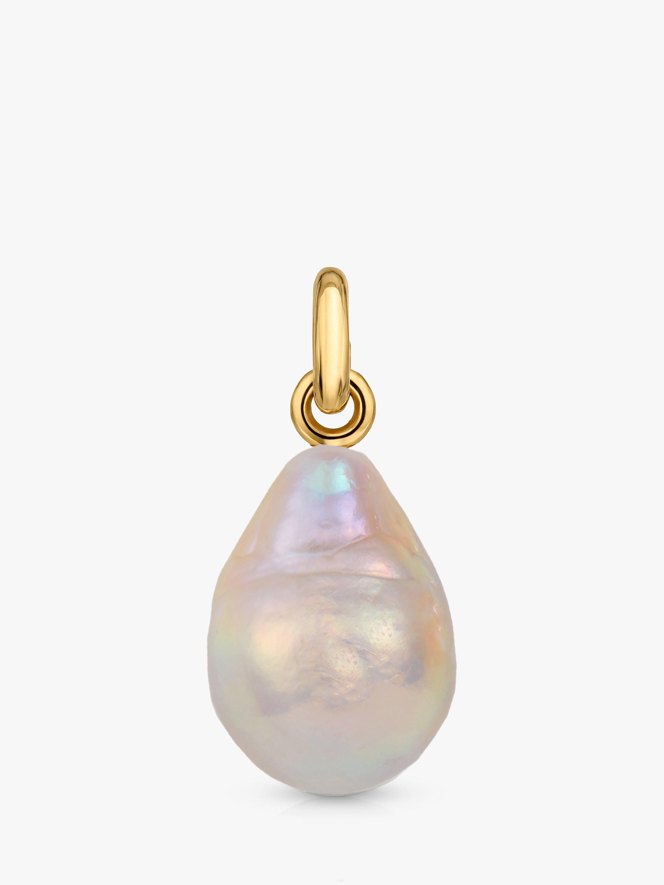 Product image 3 of 6, which shows Monica Vinader Nura Pearl Charm Alta Necklace, Gold