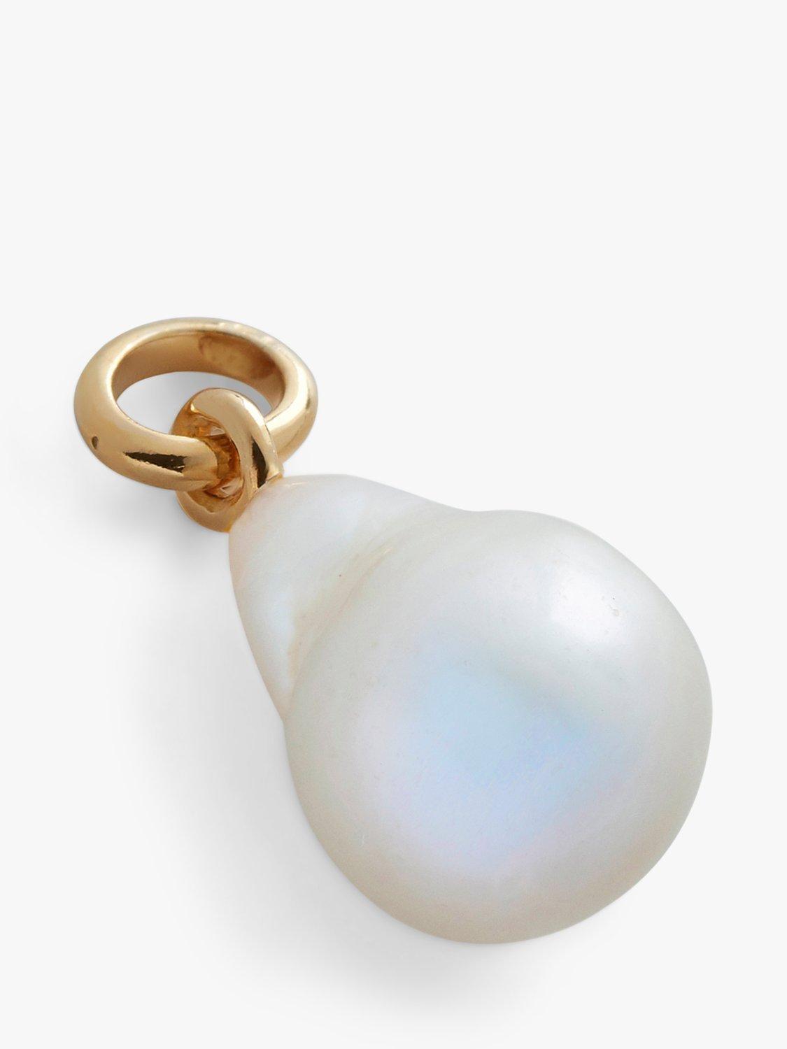 Product image 5 of 6, which shows Monica Vinader Nura Pearl Charm Alta Necklace, Gold