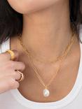 Monica Vinader Nura Pearl Charm Alta Necklace, Gold