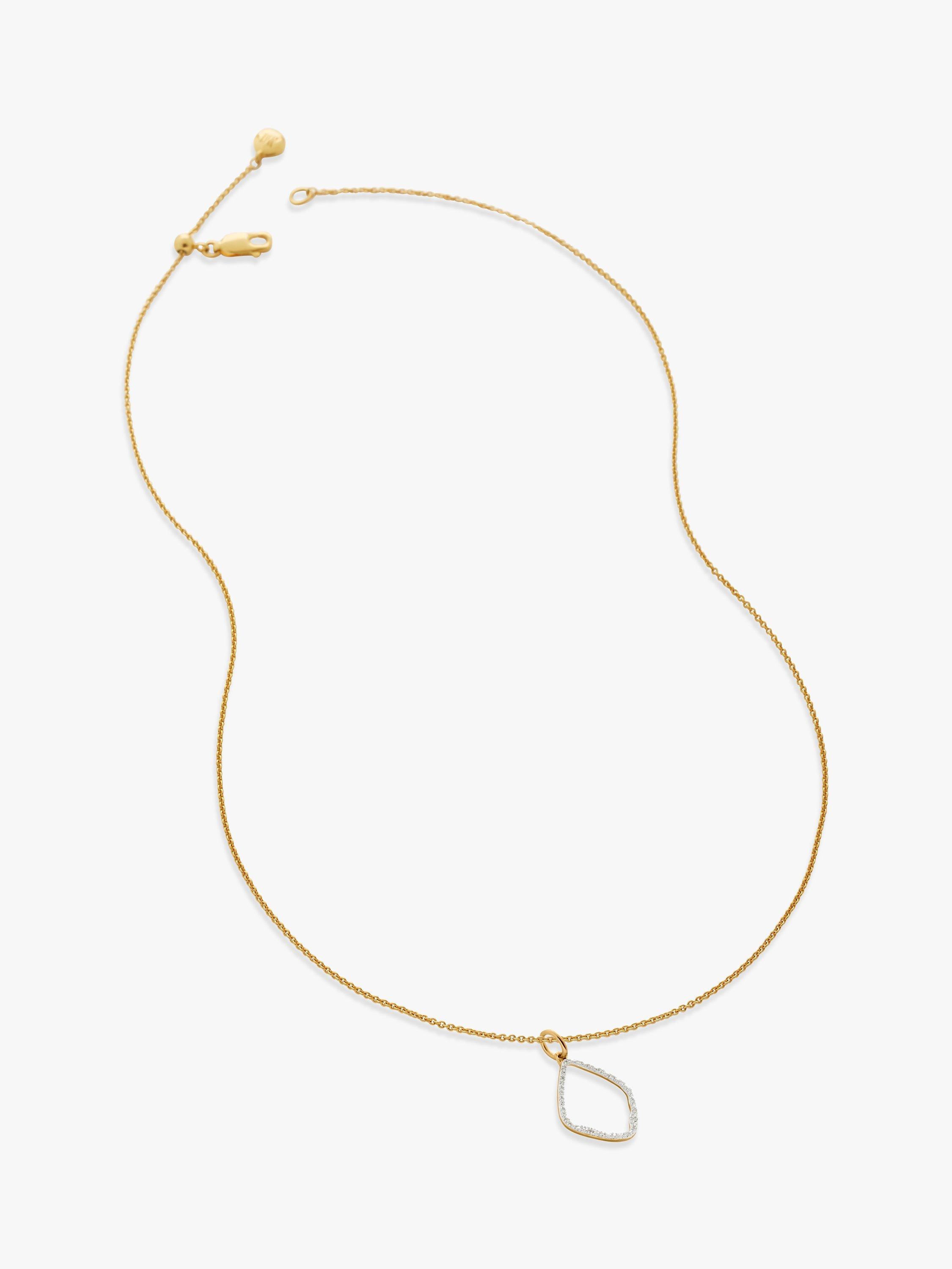 Product image 1 of 3, which shows Monica Vinader Riva Kite Diamond Pendant Necklace, Gold