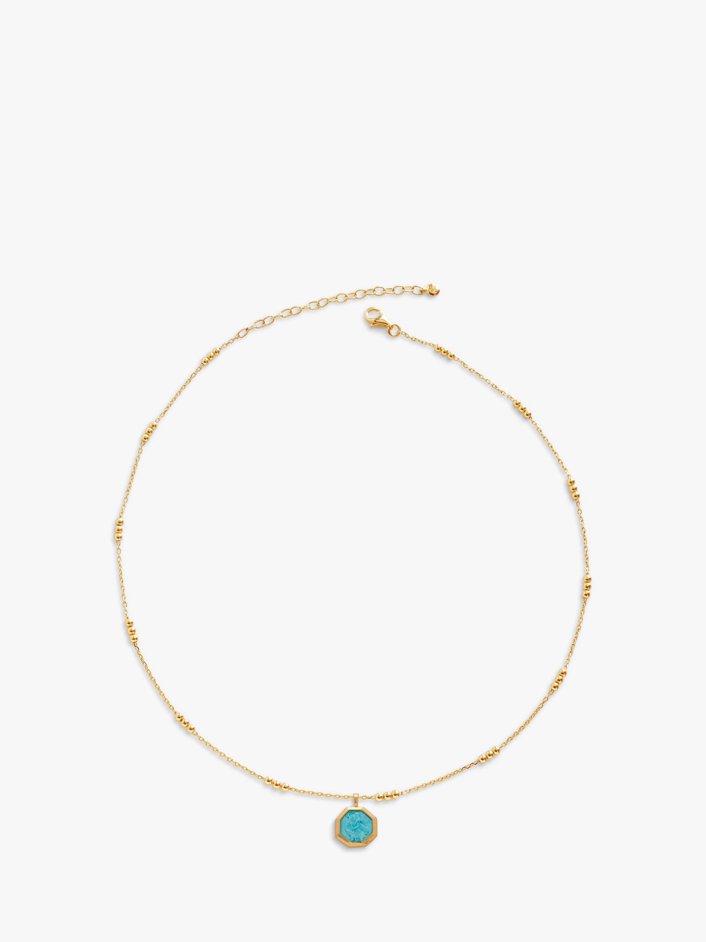 Product image 1 of 2, which shows Monica Vinader Triple Beaded St Christopher Pendant Necklace, Gold