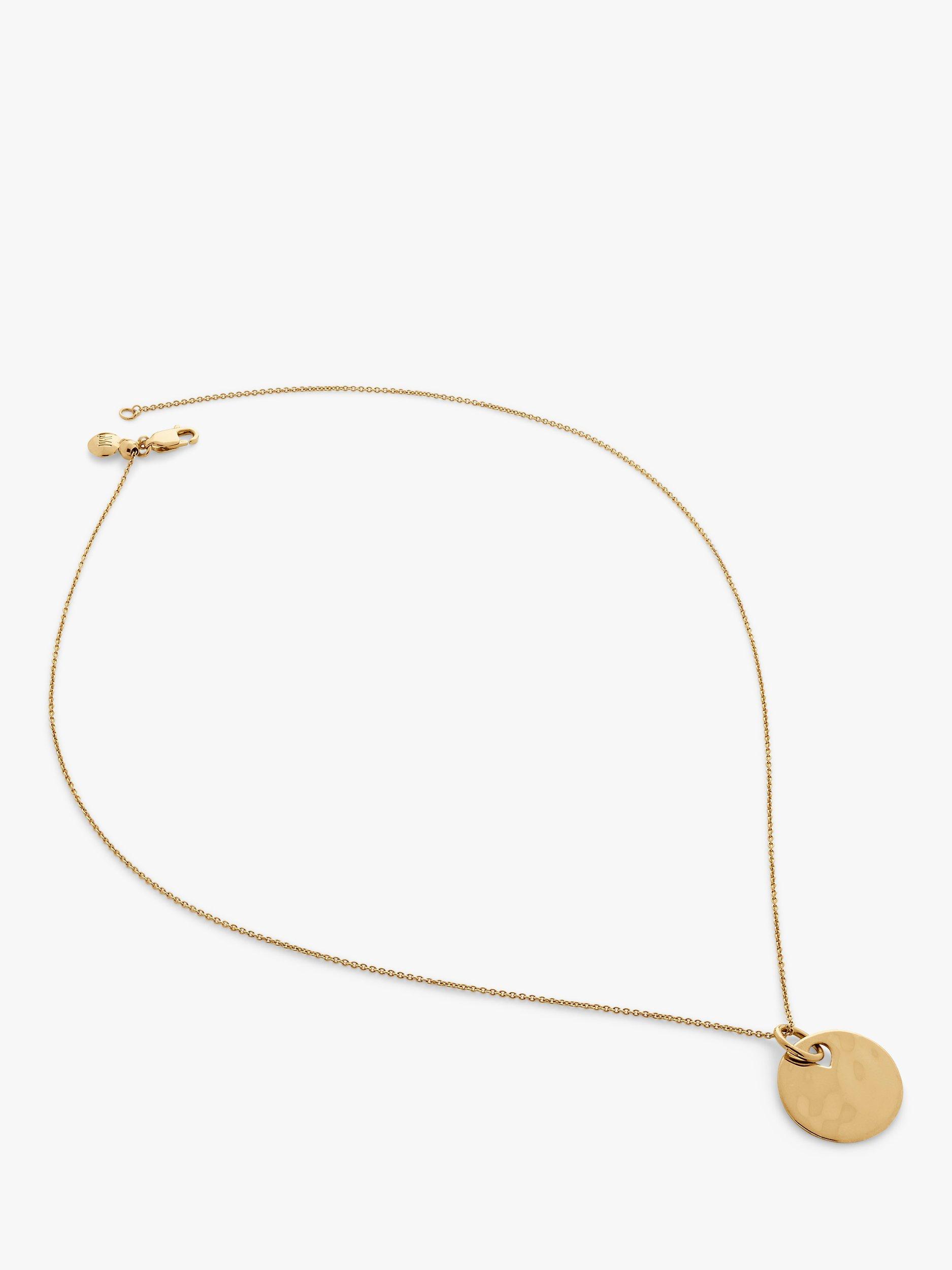 Product image 1 of 3, which shows Monica Vinader Ziggy Round Pendant Necklace, Gold