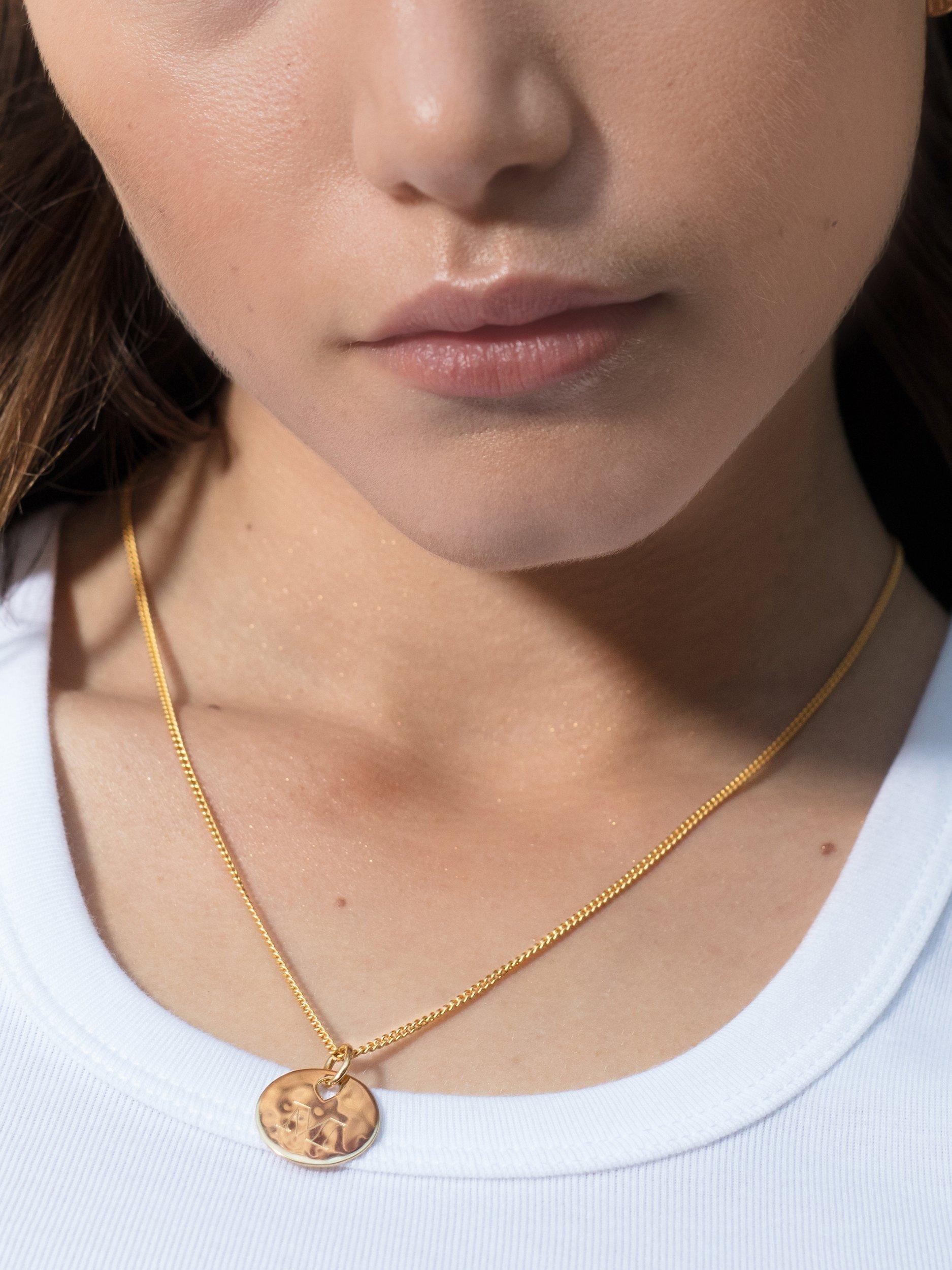 Product image 2 of 3, which shows Monica Vinader Ziggy Round Pendant Necklace, Gold