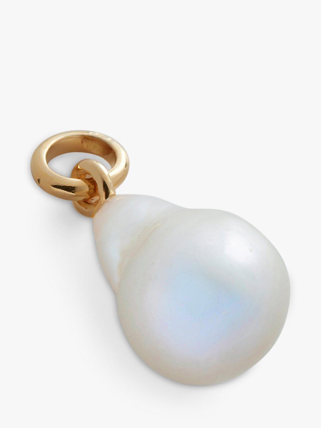 Product image 5 of 6, which shows Monica Vinader Nura Teardrop Pearl Huggie Earrings, Gold