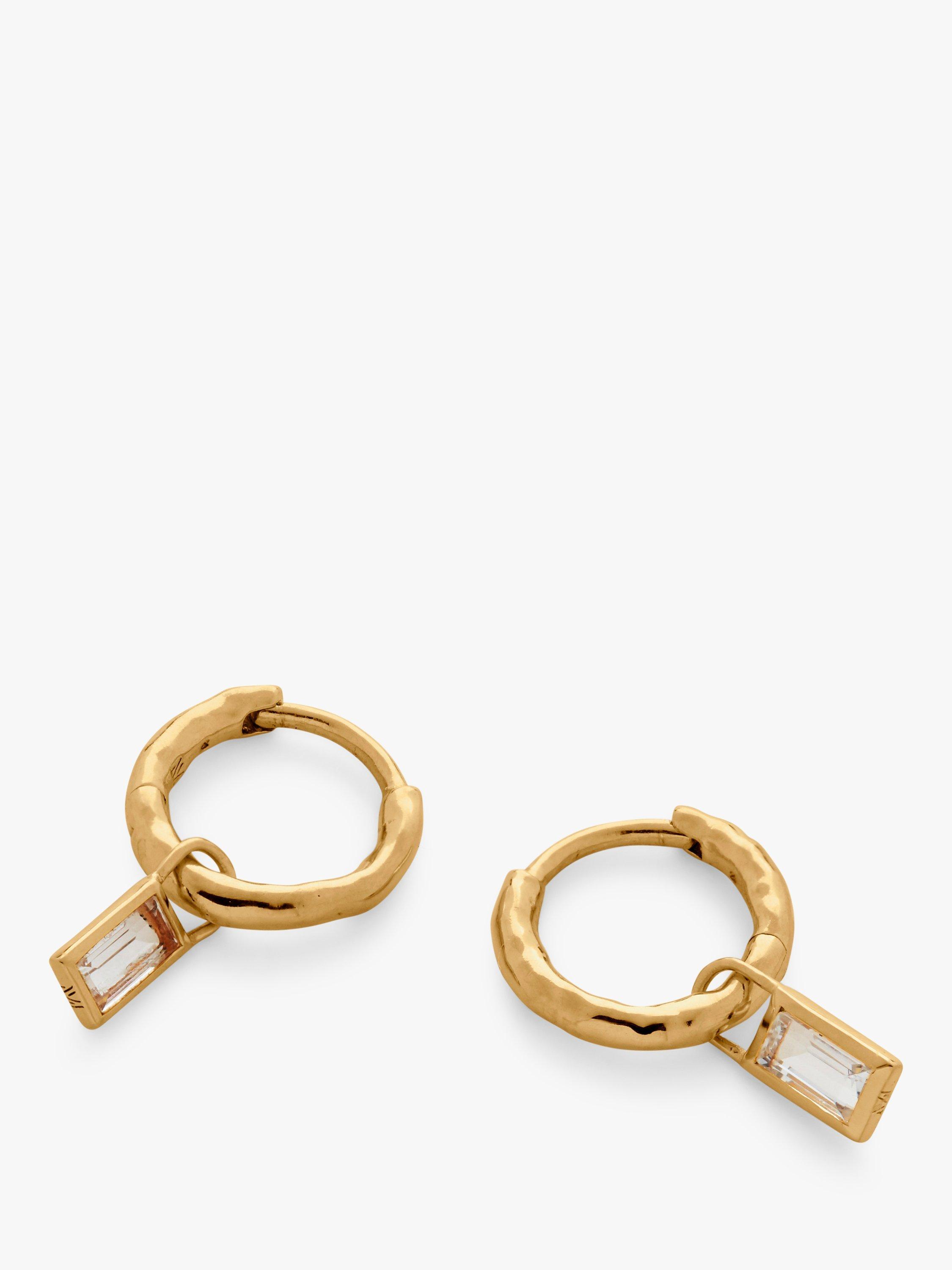 Monica Vinader Rock Crystal Charm Huggie Hoop Earrings, Gold