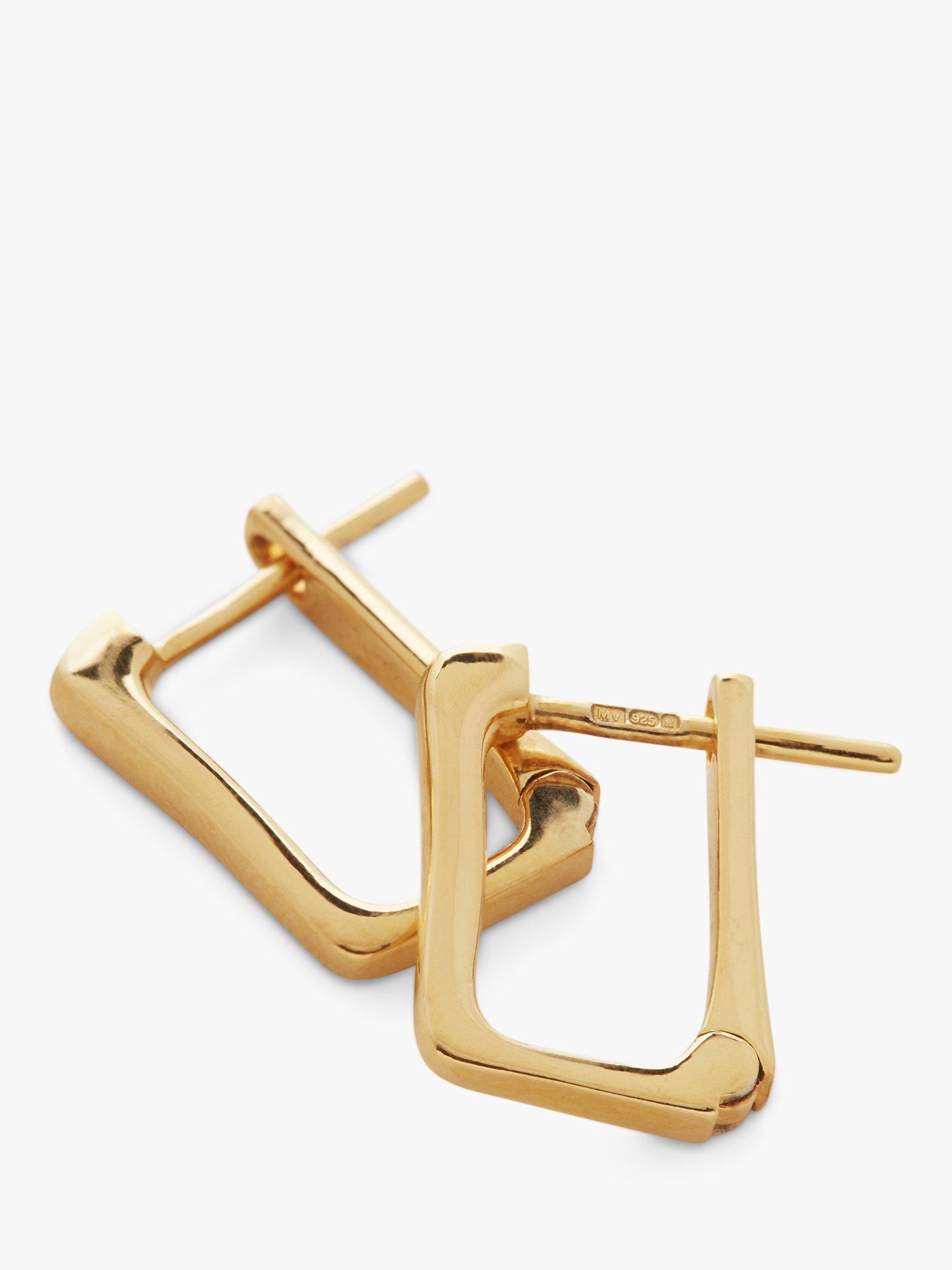 Product image 3 of 7, which shows Monica Vinader Alta Capture Pearl Huggie Earrings, Gold