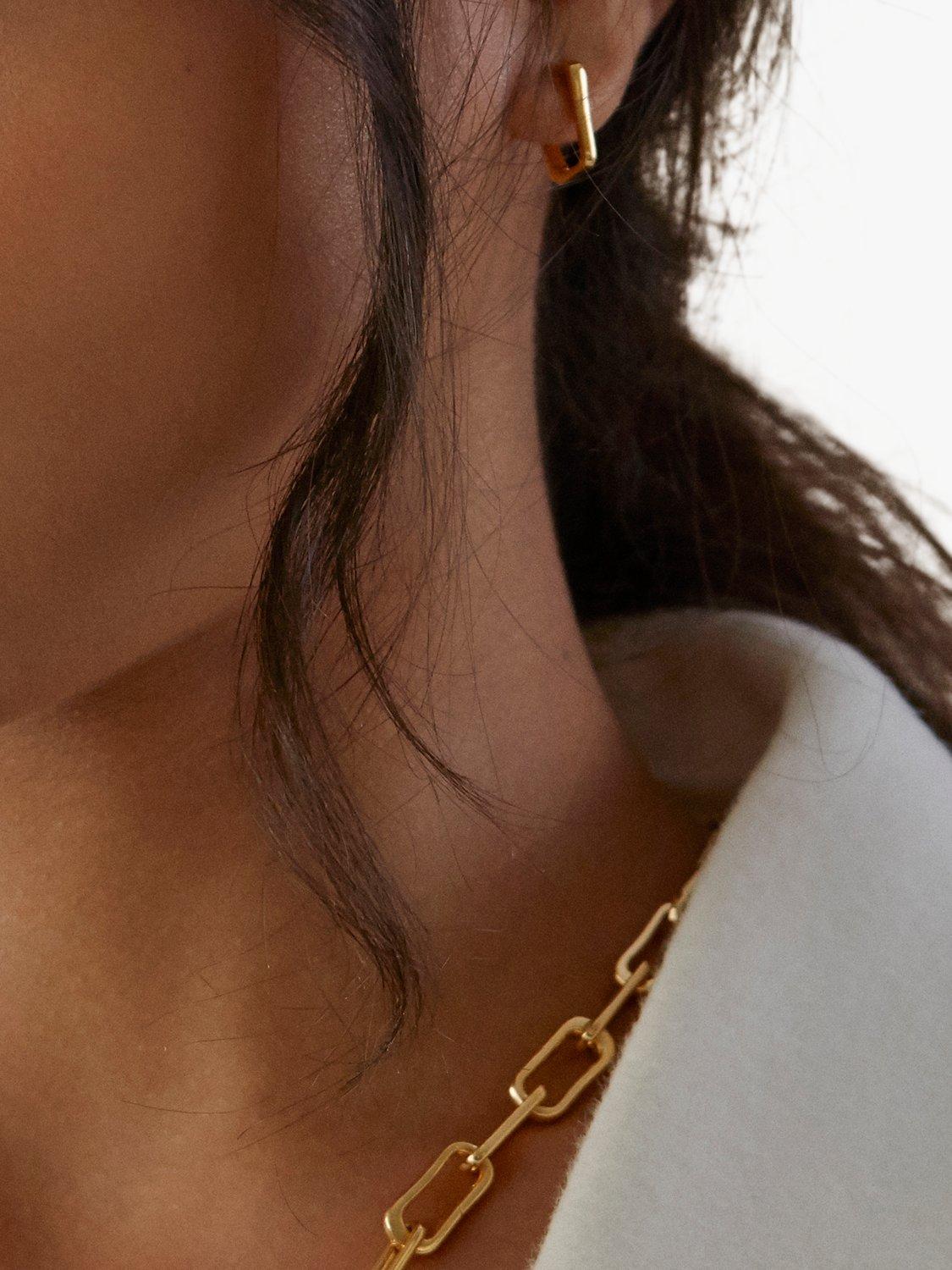 Product image 6 of 7, which shows Monica Vinader Alta Capture Pearl Huggie Earrings, Gold