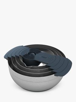 Joseph Joseph Premium Collection Stainless Steel Mixing Bowls & Measuring Cups Nest Set, 9 Piece, Silver, Stainless Steel