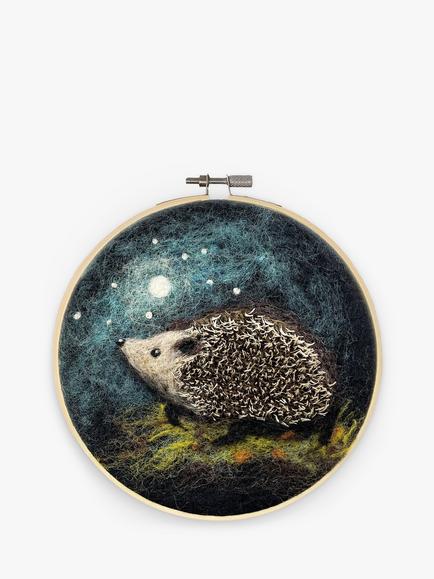 The Crafty Kit Company Hedgehog Needle Felting Hoop Kit, Multi